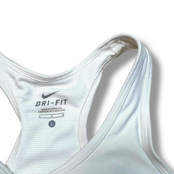 Nike Dri-FIT Racerback Sports Bra White SzL High Support Workout Activewear Gym - Picture 5 of 6